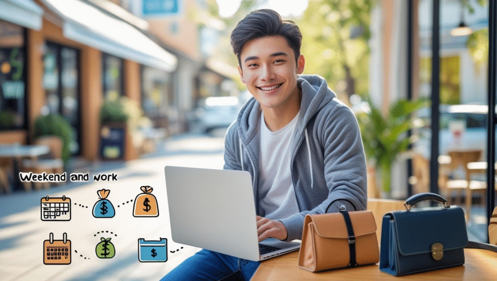 Person delivering or freelancing on the weekend to earn extra money